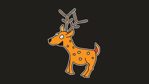 Kids drawing black screen with theme of deer Stock Footage 111456288