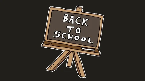 Kids drawing black screen with theme of back to school Stock Footage 111858771