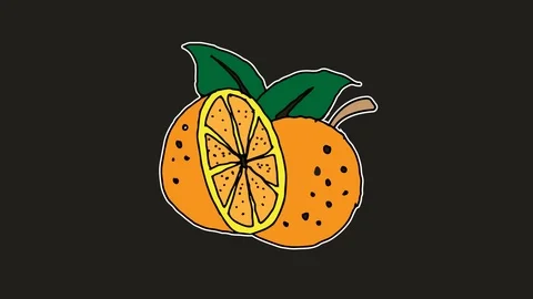 Kids drawing black screen with theme of orange Stock Footage 111859280