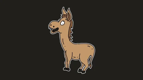 Kids drawing black screen with theme of donkey Stock Footage 112277435
