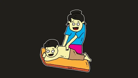Kids drawing black screen with theme of massage Stock Footage 112693248