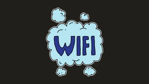 Kids drawing black screen with theme of wifi Video stock 112693410