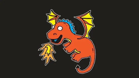 Kids drawing black screen with theme of dragon Stock Footage 112694208