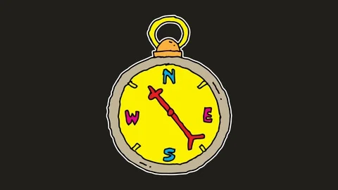 Kids drawing black screen with theme of compass Stock Footage 112818036