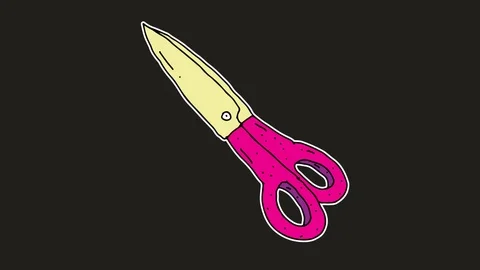 Kids drawing black screen with theme of scissor Stock Footage 112822690