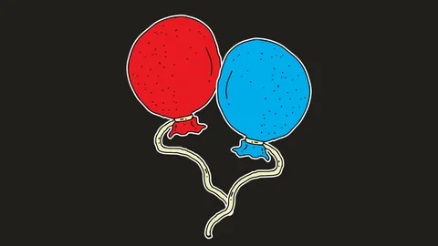 Kids drawing black screen with theme of balloon Stock Footage 112822944