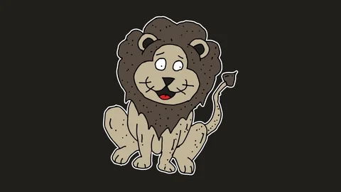Kids drawing black screen with theme of lion Stock Footage 112823560