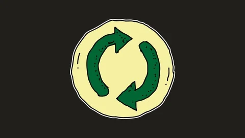 Kids drawing black screen with theme of recycling icon Stock Footage 113137333