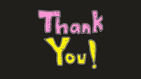 Kids drawing black screen with theme of thank you Stock Footage 113137603