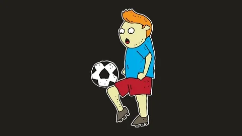 Kids drawing black screen with theme of soccer player Video stock 113266138
