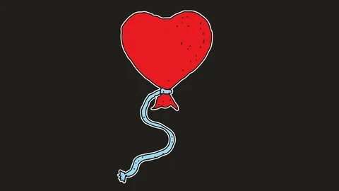 Kids drawing black screen with theme of love balloon Video stock 113267230