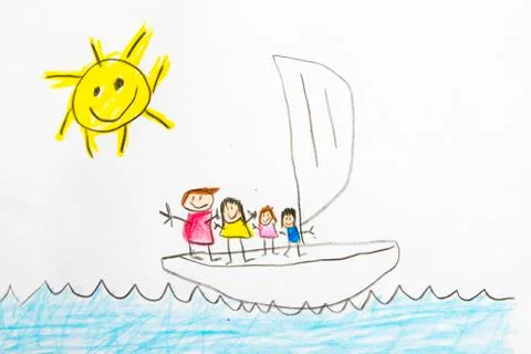 Kids Drawing: Boating Stock Photos
