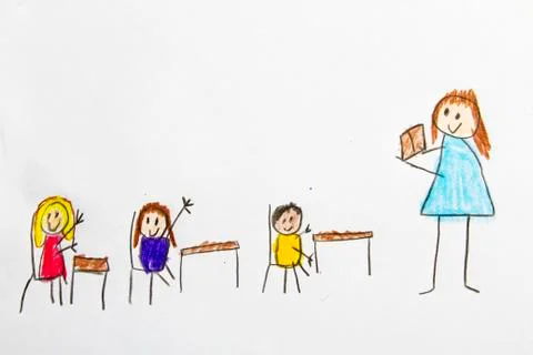 Kids Drawing: Classroom Stock Photos