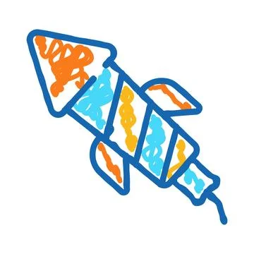 Kids drawing a colorful firework rocket icon Stock Illustration