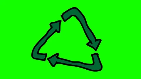 Kids drawing green Background with theme of recycling symbol Stock Footage 103187009