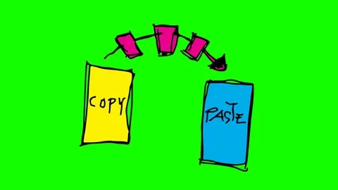 Kids drawing green screen with theme of copy paste Stock Footage 100838976
