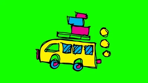 Kids drawing green screen with theme of journey Stock Footage 100898862