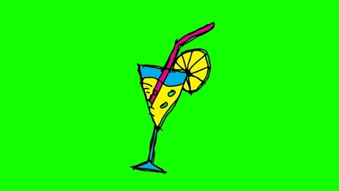 Kids drawing green screen with theme of soft drinks Stock Footage 100900045