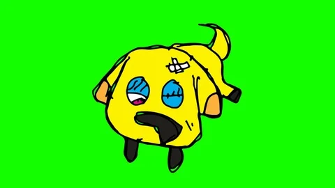 Kids drawing green screen with theme of sick dog Stock Footage 101188214
