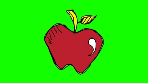 Kids drawing green screen with theme of Apple Stock Footage 101789235