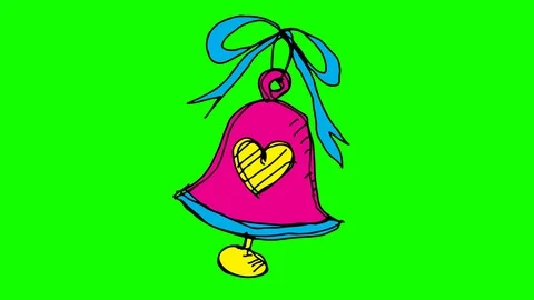 Kids drawing green screen with theme of love bell Stock Footage 101843850