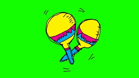 Kids drawing green screen with theme of shake percussion Stock Footage 101946545