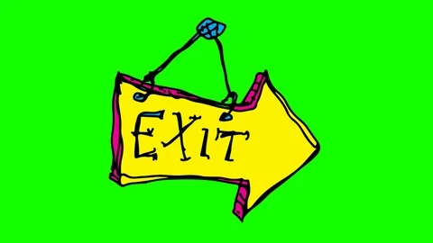 Kids drawing green screen with theme of exit Stock Footage 102085649
