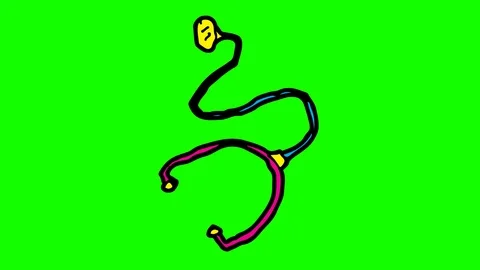 Kids drawing green screen with theme of stethoscope Stock Footage 103409403