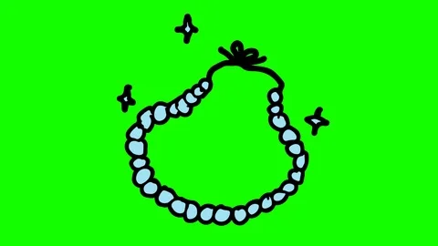 Kids drawing green screen with theme of pearl necklace Stock Footage 103409442
