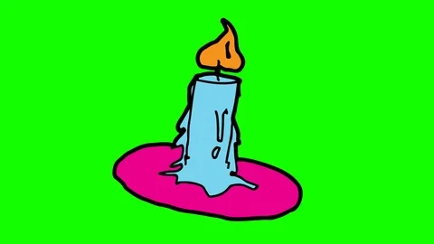 Kids drawing green screen with theme of candle Stock Footage 103409516