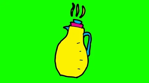 Kids drawing green screen with theme of thermos Stock Footage 103411195