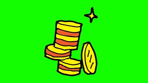 Kids drawing green screen with theme of coin Видео 103411872