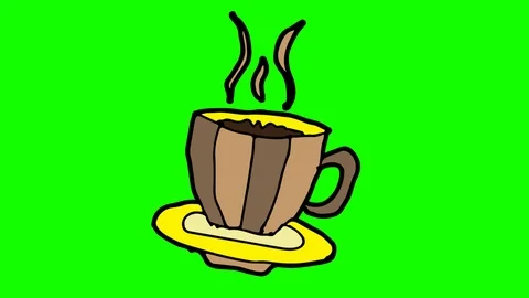 Kids drawing green screen with theme of coffee Stock Footage 103957655