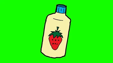 Kids drawing green screen with theme of Strawberry juice Stock Footage 105062264