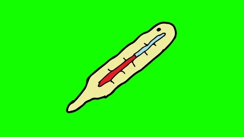 Kids drawing green screen with theme of thermometer Stock Footage 105445156