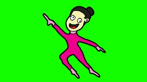 Kids drawing green screen with theme of ballet Stock Footage 105447227