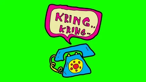 Kids drawing green screen with theme of telephone rings Stock Footage 105452972