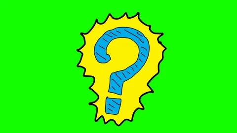 Kids drawing green screen with theme of question mark Видео 106092005