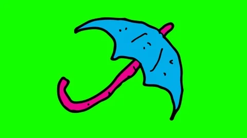 Kids drawing green screen with theme of umbrella Stock Footage 106093942