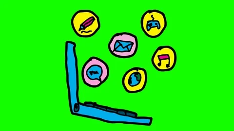 Kids drawing green screen with theme of application developer Stock Footage 106095200