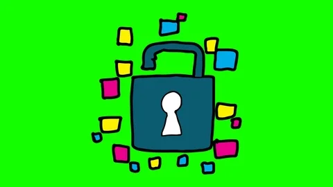 Kids drawing green screen with theme of digital security Video stock 106095209