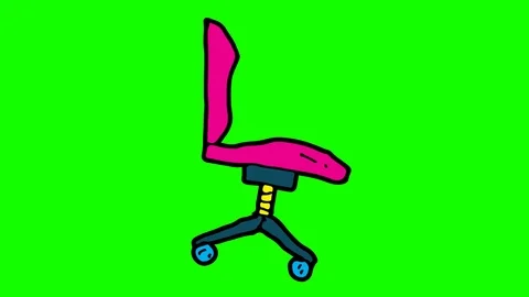 Kids drawing green screen with theme of office chair Stock Footage 106529443