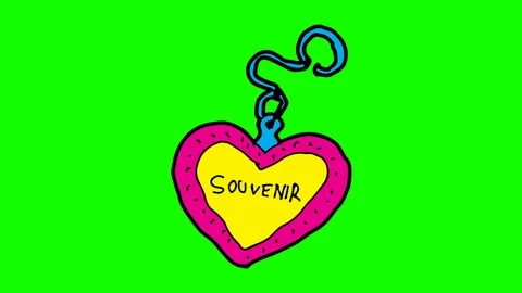 Kids drawing green screen with theme of souvenir Stock Footage 106530041