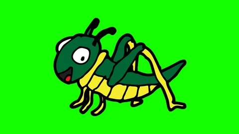 Kids drawing green screen with theme of grasshopper Stock Footage 106632261
