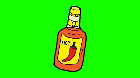 Kids drawing green screen with theme of Chili sauce Video stock 106633629