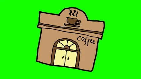 Kids drawing green screen with theme of coffee shop Stock Footage 106635589
