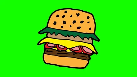 Kids drawing green screen with theme of hamburger Stock Footage 106635712