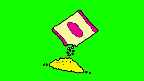 Kids drawing green screen with theme of instant seasoning Stock Footage 106850948