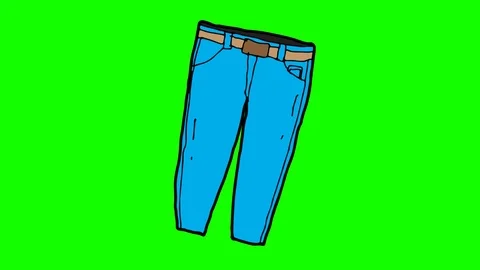 Kids drawing green screen with theme of trousers Stock Footage 106850979