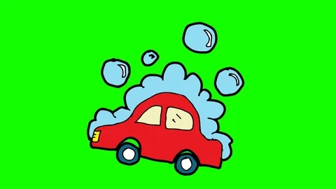 Kids drawing green screen with theme of car wash Stock Footage 107053151